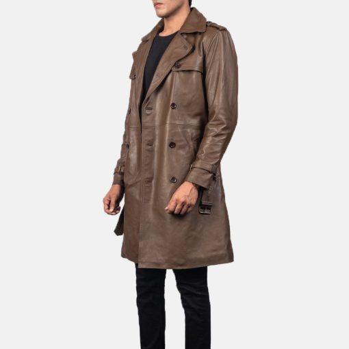Royson Brown Leather Duster Coat