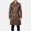 Royson Brown Leather Duster Coat