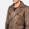 Royson Brown Leather Duster Coat