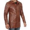 Men's Vintage Cognac Leather Car Coat