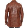 Men's Vintage Cognac Leather Car Coat