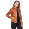 Women’s Real Brown Leather Waxed Jacket
