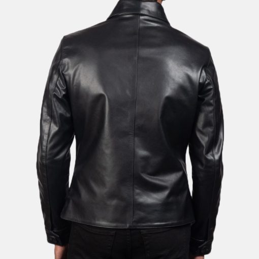 Mod Black Leather Peacoat