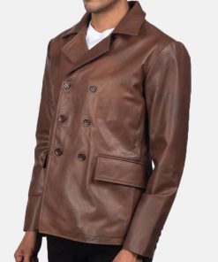 Mr. Bailey Brown Leather Naval Peacoat