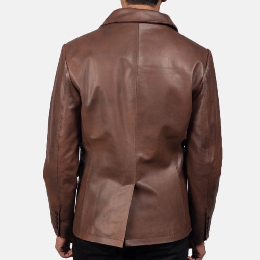 Mr. Bailey Brown Leather Naval Peacoat