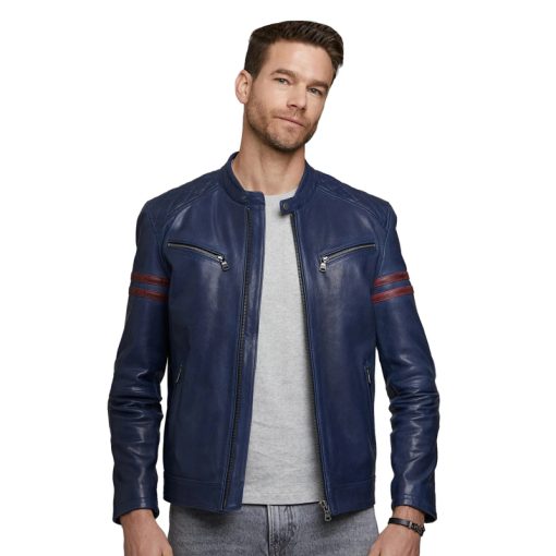 Pietro Boselli Men’s Real Blue Leather Revolution Jacket - Image 4