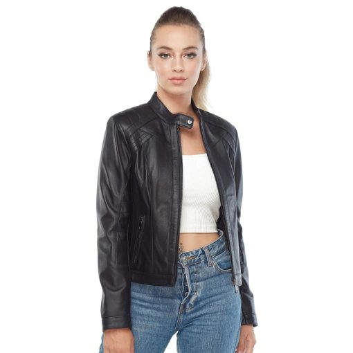 Women’s Real Black Leather Jacket - Image 5