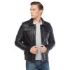 Men’s Real Black Leather Bomber Jacket