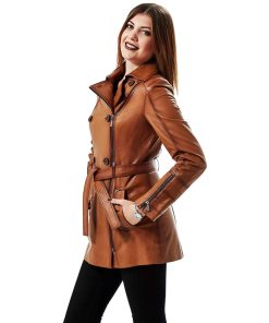 Women’s Real Brown Leather Coat
