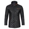 Glen Men Black Quilted Leather Car Coat