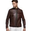 Men’s Real Dark Brown Leather Biker Style Jacket