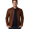 Men’s Real Brown Leather Moto Jacket
