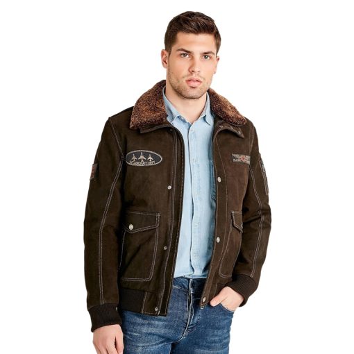 Sean O'Pry Men’s Real Brown Leather Air Force Jacket - Image 5