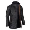 Glen Men Black Quilted Leather Car Coat