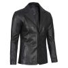 Men's Two Button Black Leather Blazer