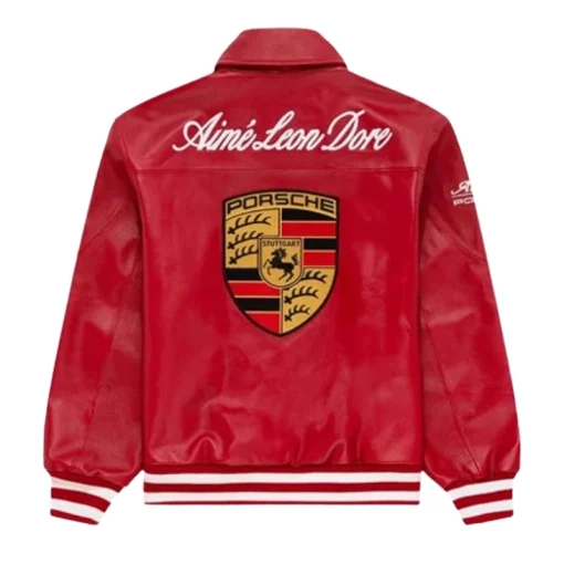 Aime Leon Dore × Porsche Leather Jacket Red Back