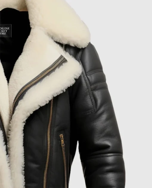 Men's Aviator B3 Bomber Black Leather Jacket - Image 3