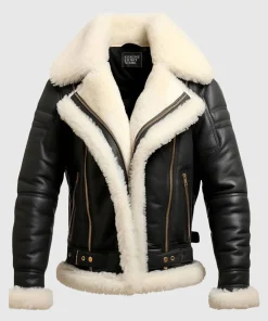 Men's Aviator B3 Bomber Black Leather Jacket