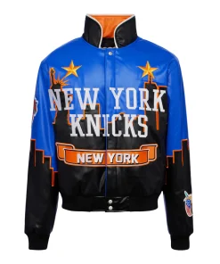 NEW YORK KNICKS SKYLINE VEGAN LEATHER JACKET