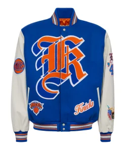 NEW YORK KNICKS WOOL & LEATHER VARSITY JACKET