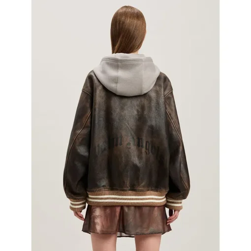 Palm Angels Leather Bomber Jacket