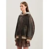Palm Angels Leather Bomber Jacket