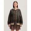 Palm Angels Leather Bomber Jacket