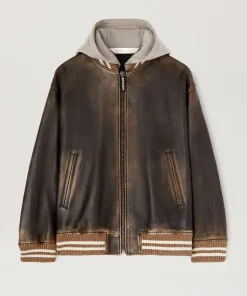 Palm Angels Leather Bomber Jacket
