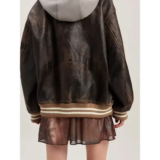 Palm Angels Leather Bomber Jacket