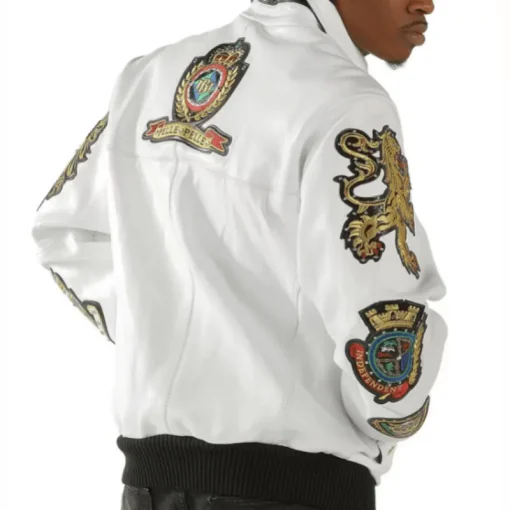 Pelle Pelle White Patches Leather Jacket Zipper MB Urban Style Jacket - Image 2