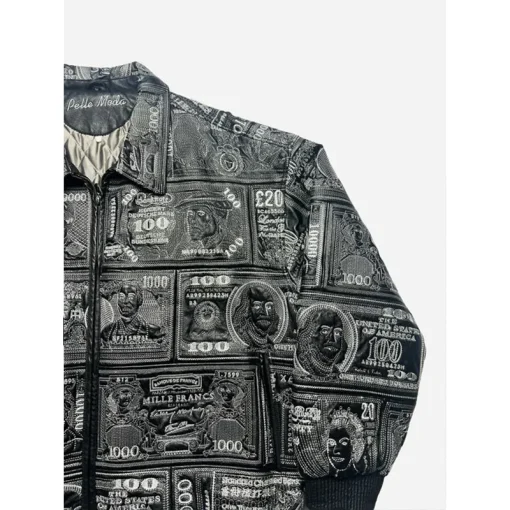 Pelle Pelle World Currency Embroidered Leather Jacket