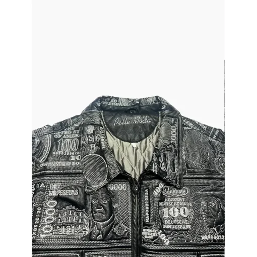 Pelle Pelle World Currency Embroidered Leather Jacket - Image 8