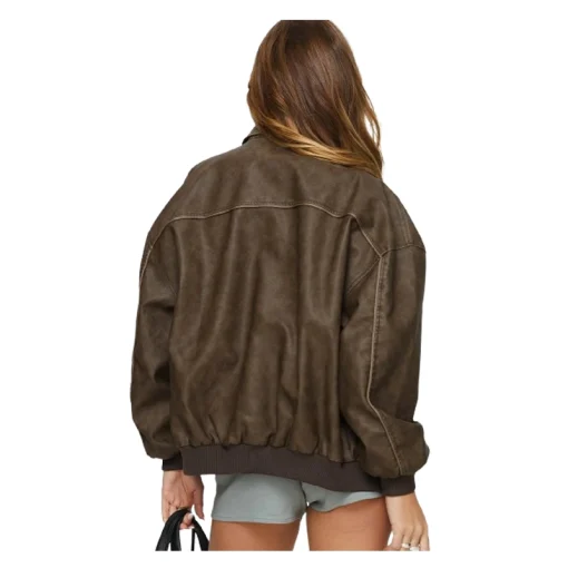 Goldsmith Water Resistant Faux Leather Bomber Jacket - Image 3