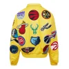 Unisex NBA COLLAGE VEGAN LEATHER JACKET Yellow