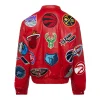 Unisex NBA Collage Vegan Leather Red Jacket