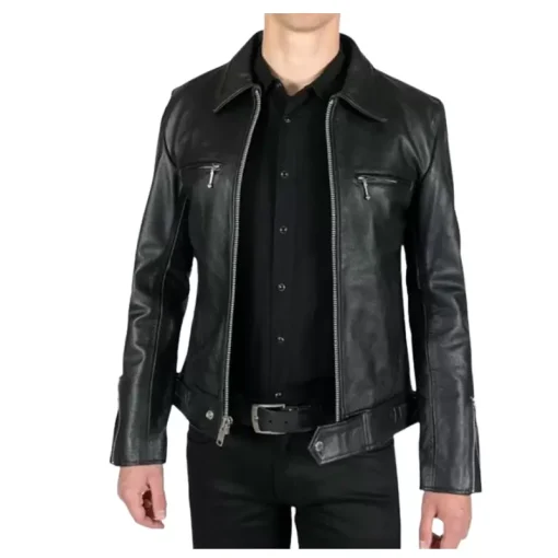 11zon_Black Rivet Leather Jacket Style 2 Front