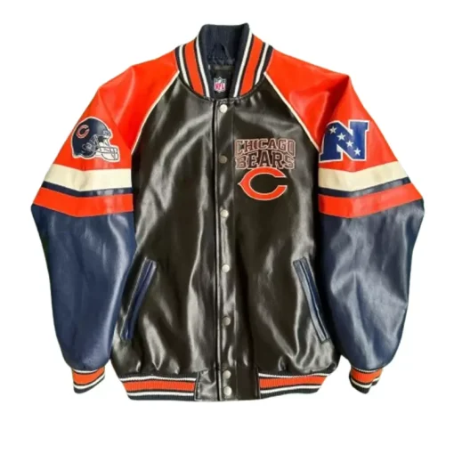 _Chicago Bear Playoff Black Leather Jacket