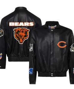 Men's Jeff Hamilton Black Chicago Bears Leather Full-Snap Jacket