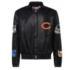 _Men's Jeff Hamilton Black Chicago Bears Leather Full Snap Jacket Front