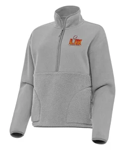 Antigua Gray Super Bowl LIX Figure Quarter-Zip Jacket