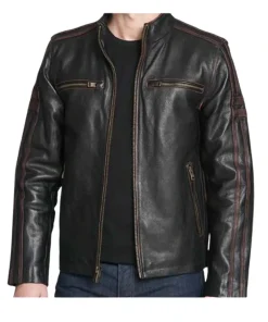 Black Rivet Leather Jacket Style 1 Front