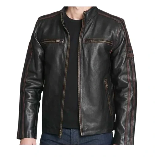 Black Rivet Leather Jacket Style 1 Front