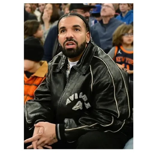 Drake-Avirex-Leather-Jacket-Black