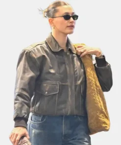 Hailey Bieber Los Angeles Brown Leather Jacket