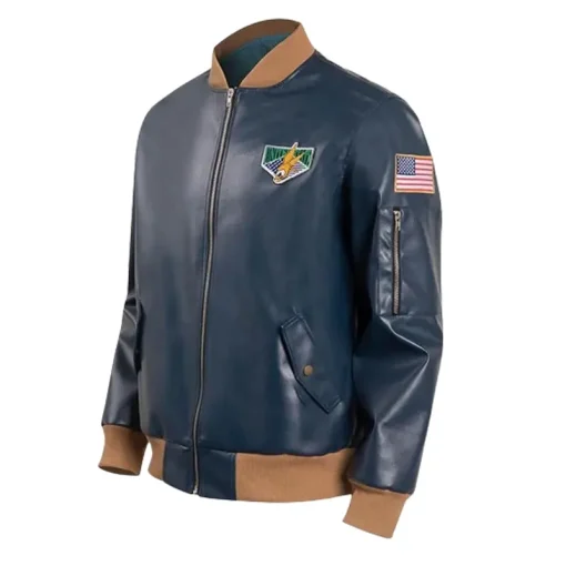 Leon Kennedy RE4 Remake Blue Leather Jacket - Image 2