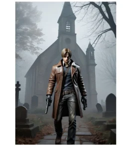 Leon Kennedy Resident Evil 4 Brown Leather Coat unisex