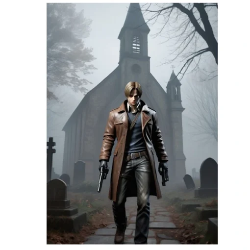 Leon Kennedy Resident Evil 4 Brown Leather Coat unisex