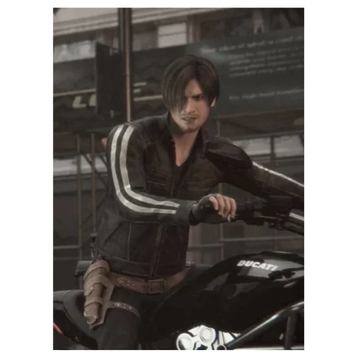 Leon Kennedy Resident Evil Vendetta Leather Jacket Front