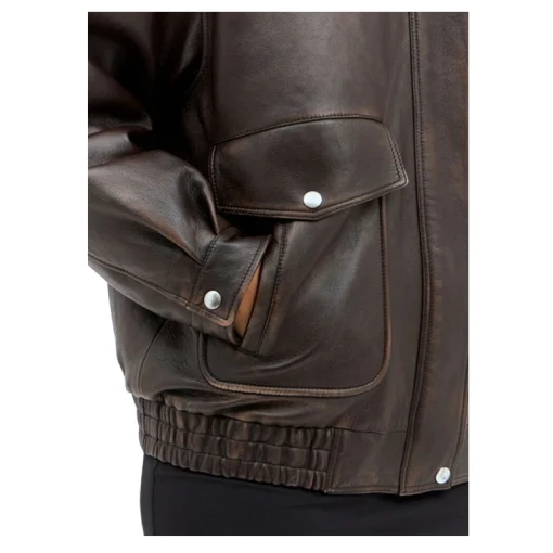Miu Miu Shearling Collar Lambskin Leather Jacket - Image 3