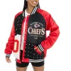 Women's Kansas City Oversized Varsity Bomber Jacket Left Side